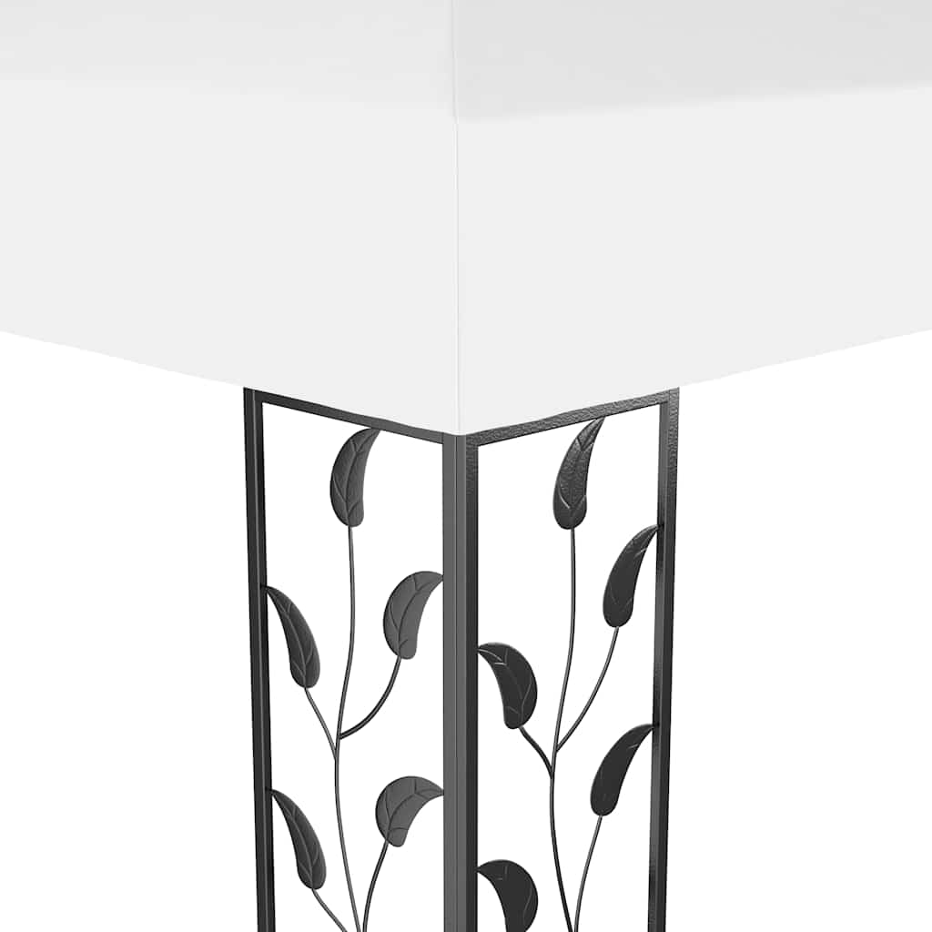 pavillon med dobbelt tag og LED-lyskæder 3x4 m hvid