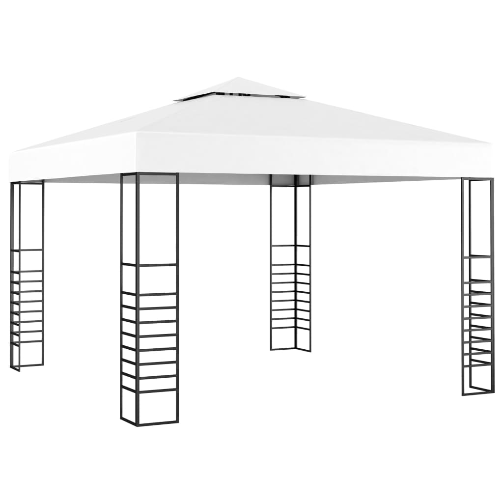 havepavillon med LED-lyskæder 3x3 m hvid