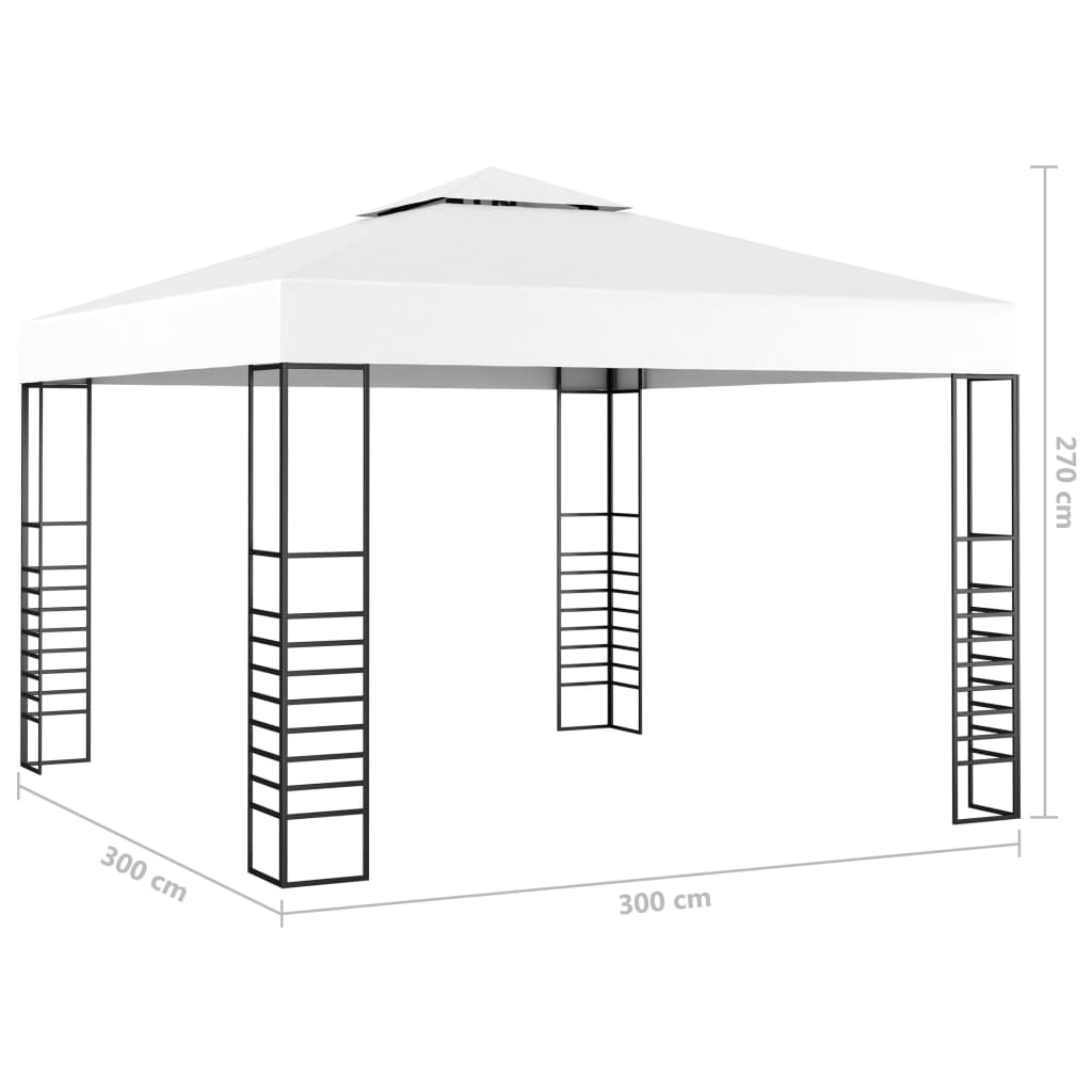 havepavillon med LED-lyskæder 3x3 m hvid