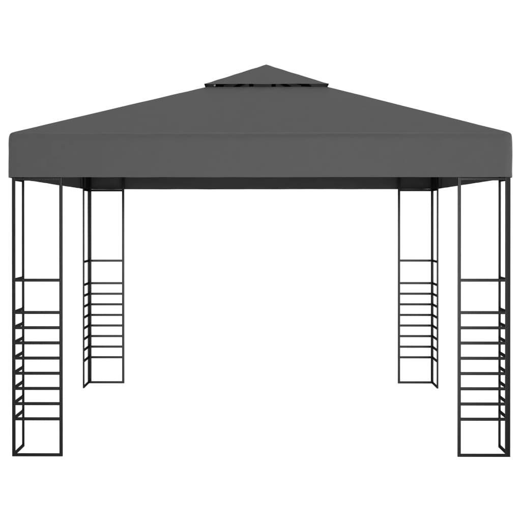 havepavillon med LED-lyskæder 3x3 m antracitgrå