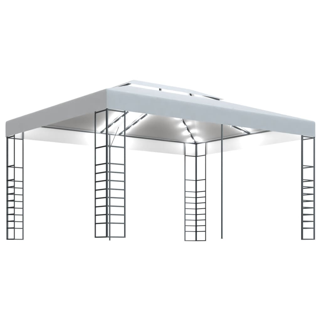 pavillon med LED-lyskæder 4x3x2,7 m hvid