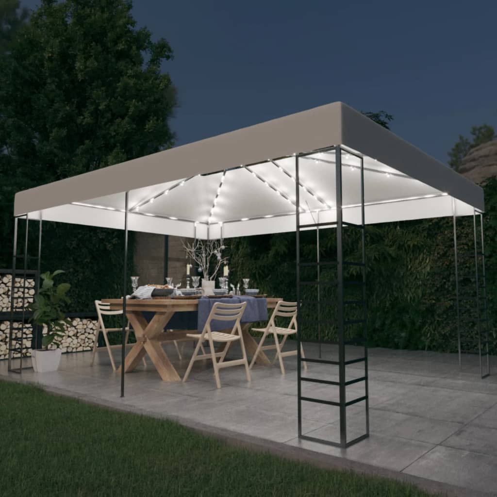 pavillon med LED-lyskæder 4x3x2,7 m hvid
