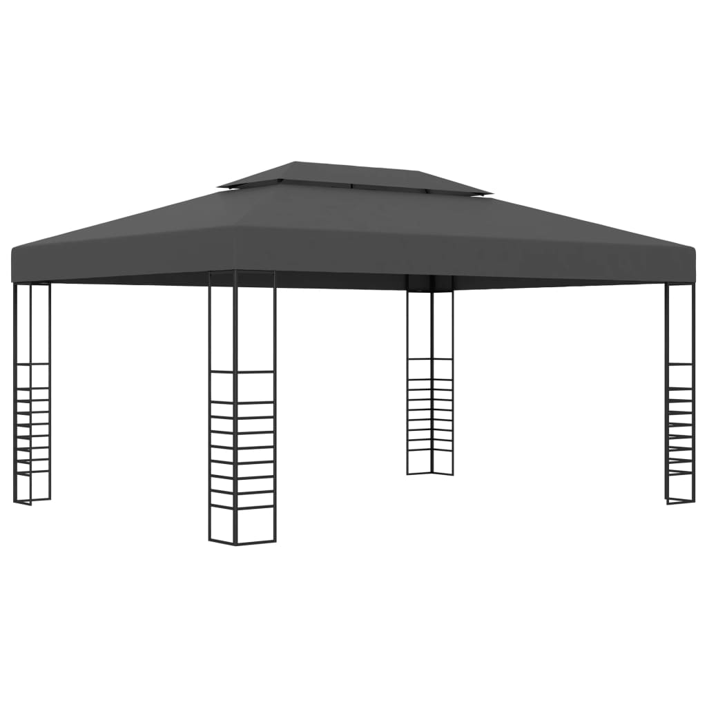 pavillon med LED-lyskæder 3x4 m antracitgrå