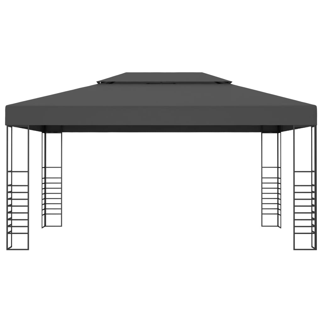 pavillon med LED-lyskæder 3x4 m antracitgrå