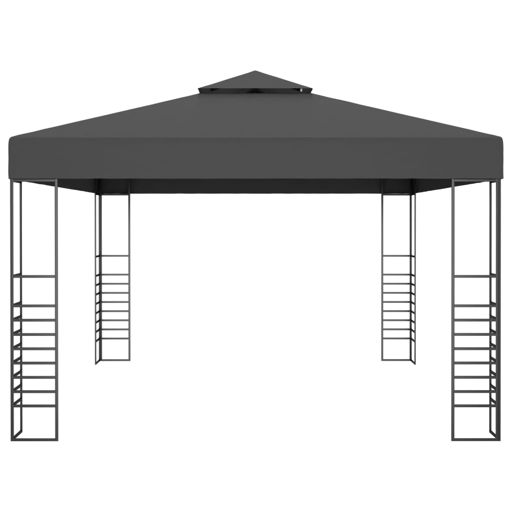 pavillon med LED-lyskæder 3x4 m antracitgrå