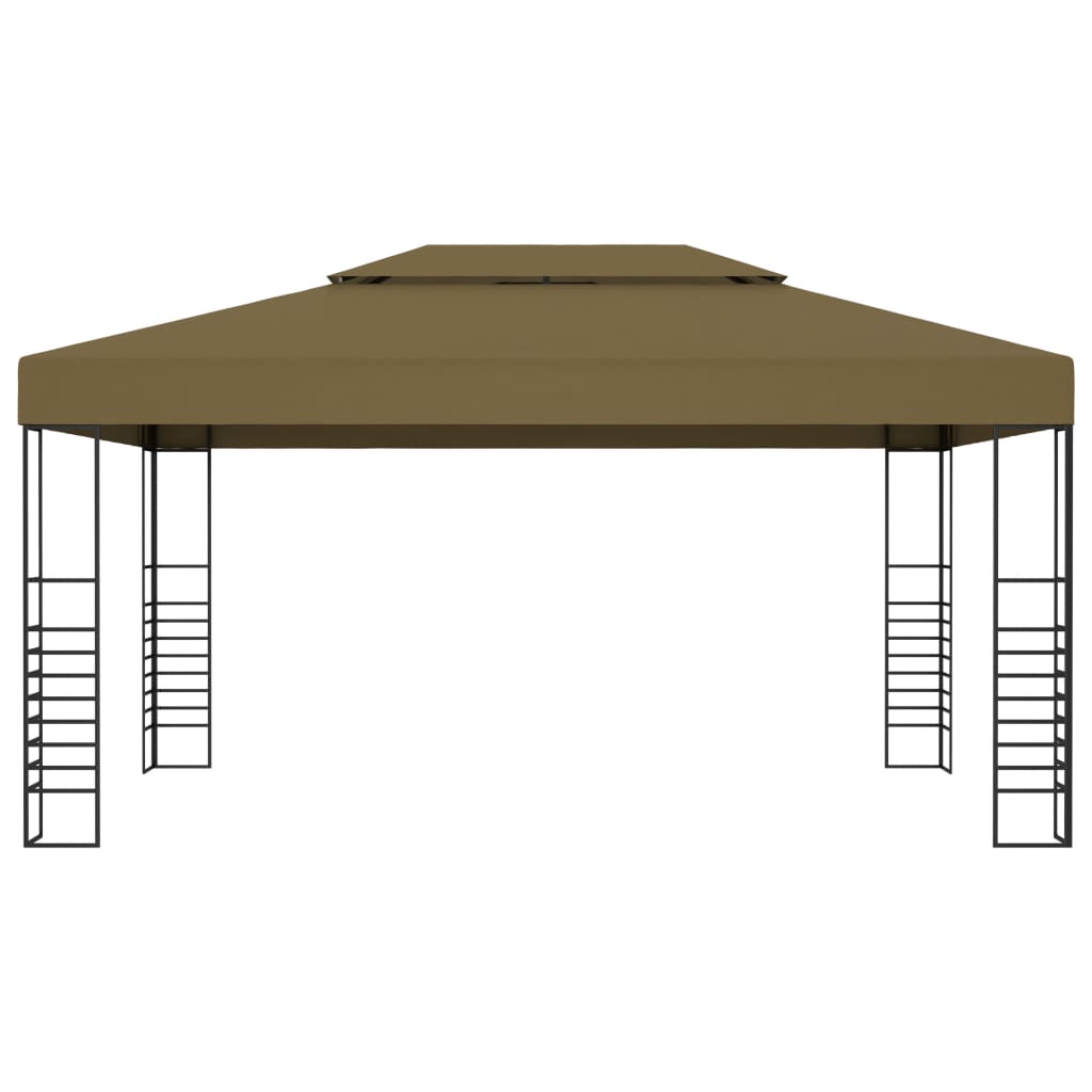 pavillon med LED-lyskæder 3x4 m gråbrun