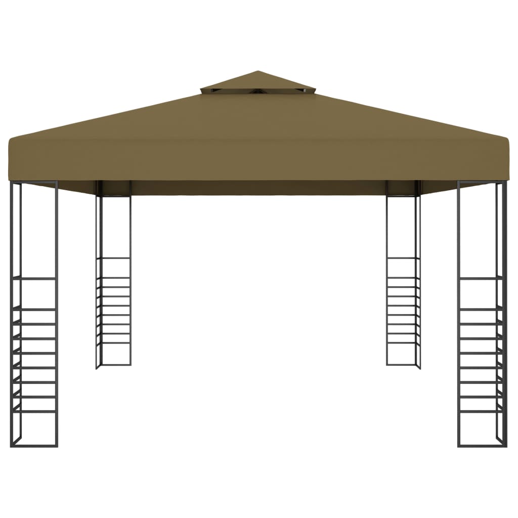 pavillon med LED-lyskæder 3x4 m gråbrun