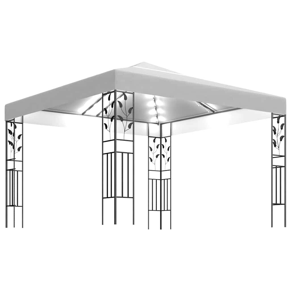 pavillon med LED-lyskæder 3x3 m hvid