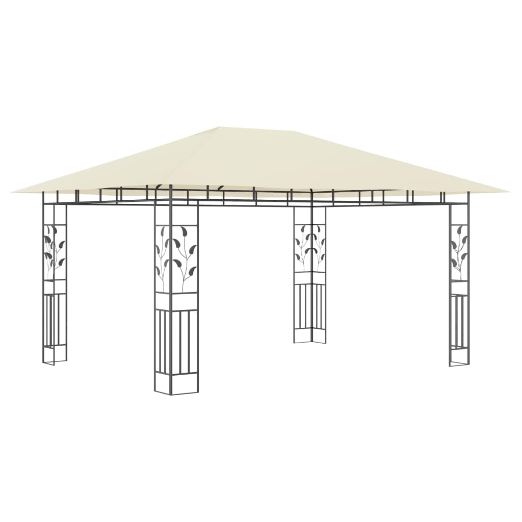 pavillon med myggenet og LED-lyskæder 4x3x2,73 m cremefarvet
