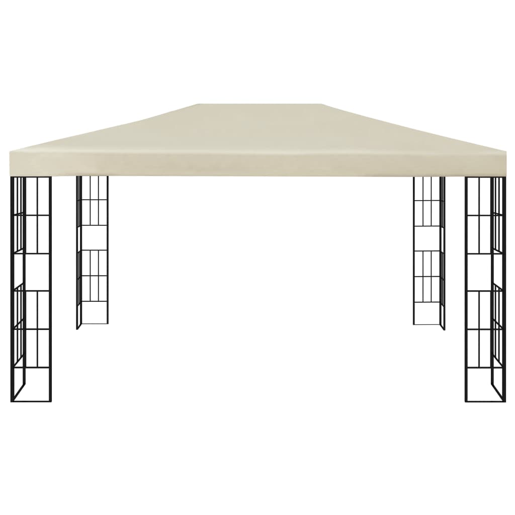 pavillon med LED-lyskæder 3x4 m cremefarvet