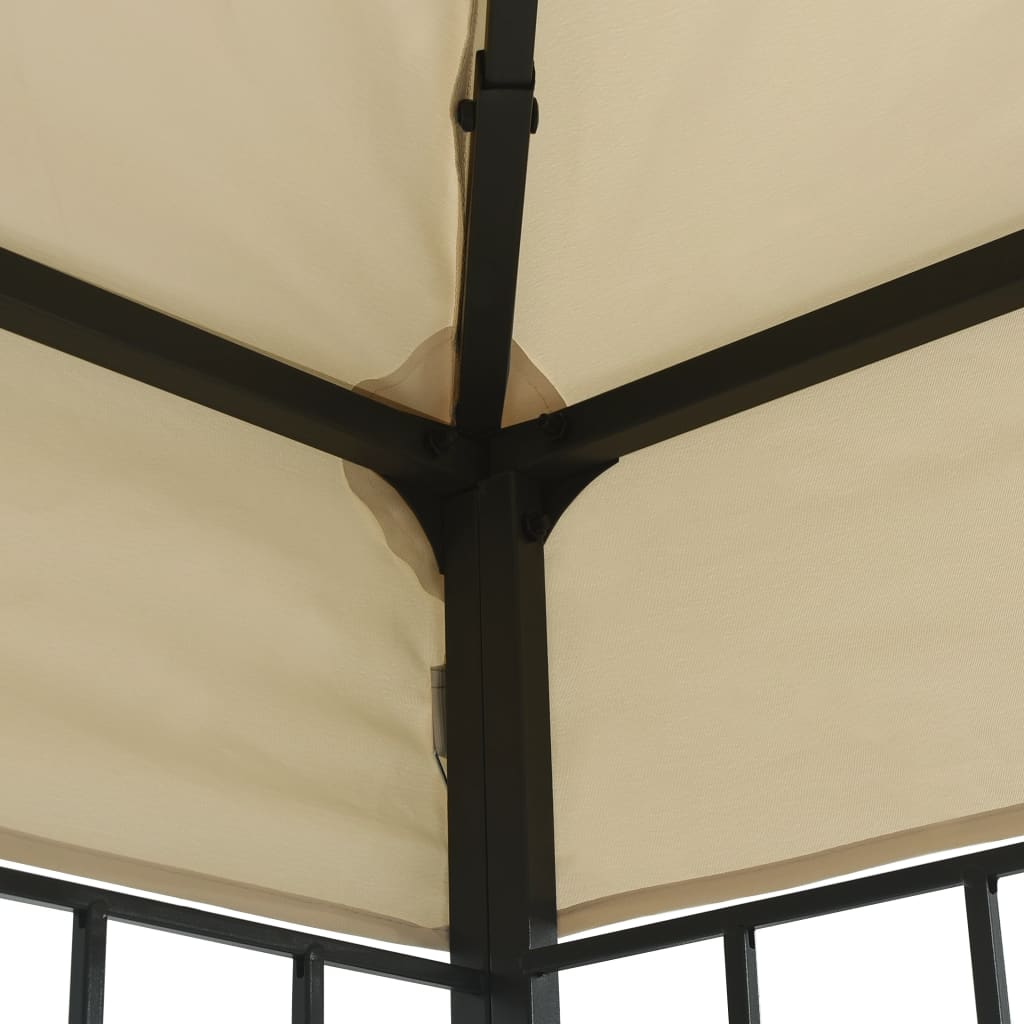 pavillon med LED-lyskæder 3x4 m cremefarvet