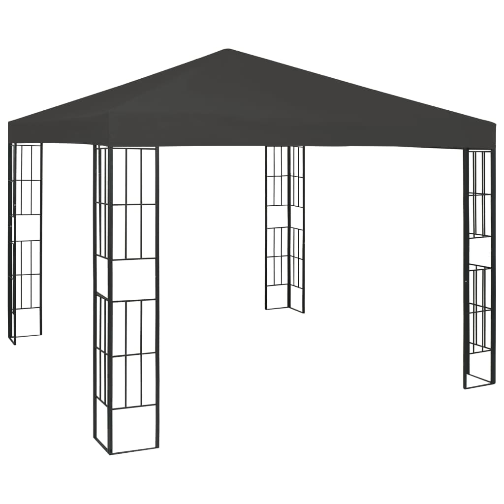 pavillon med LED-lyskæder 3x3 m antracitgrå