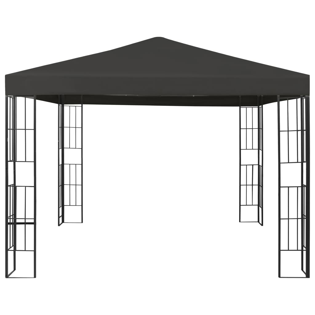 pavillon med LED-lyskæder 3x3 m antracitgrå
