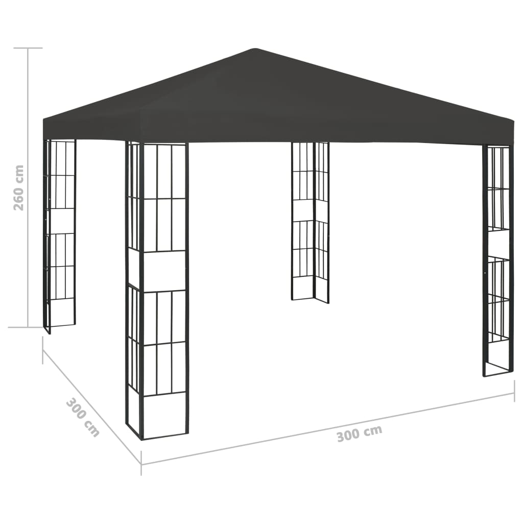 pavillon med LED-lyskæder 3x3 m antracitgrå