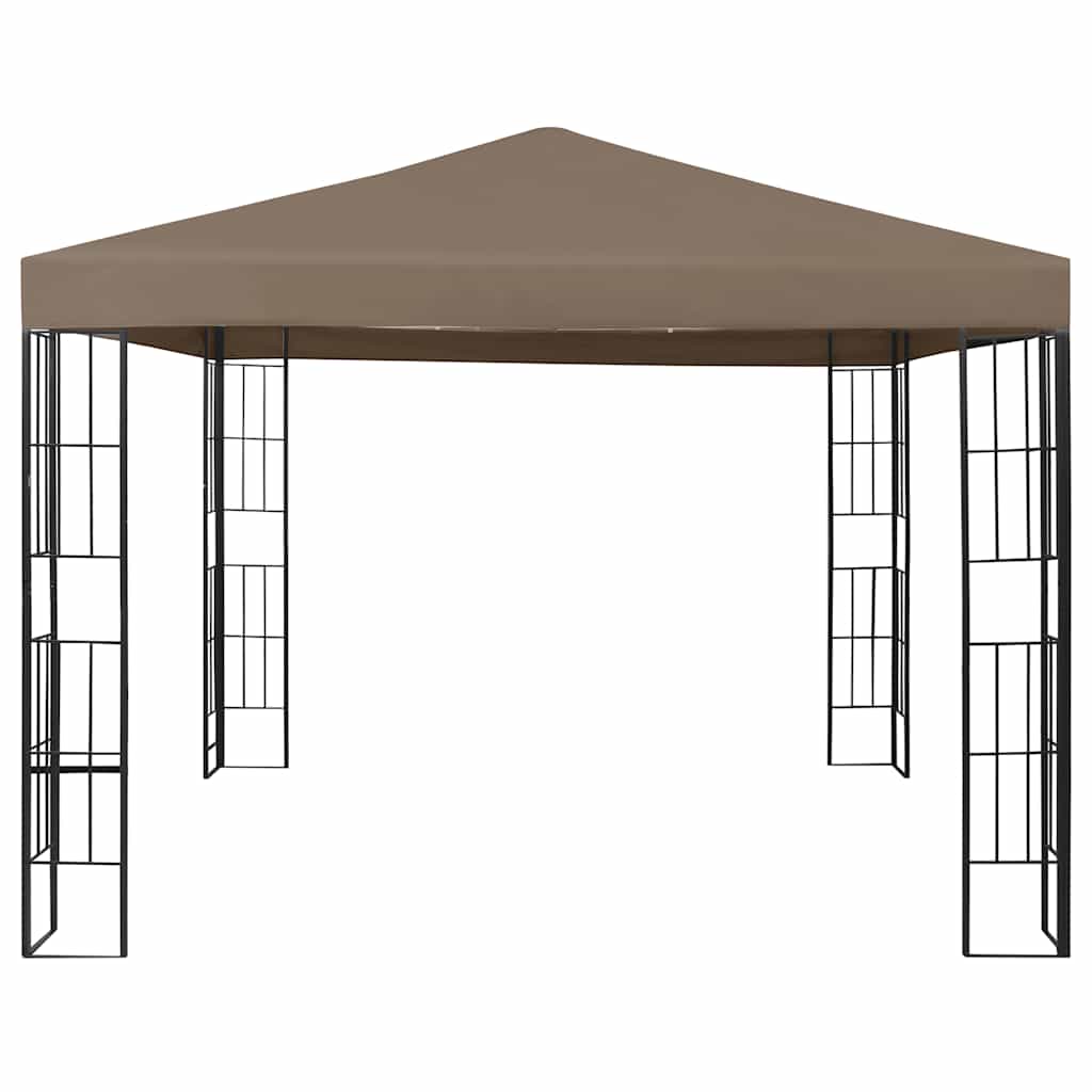 pavillon med LED-lyskæder 3x3 m gråbrun