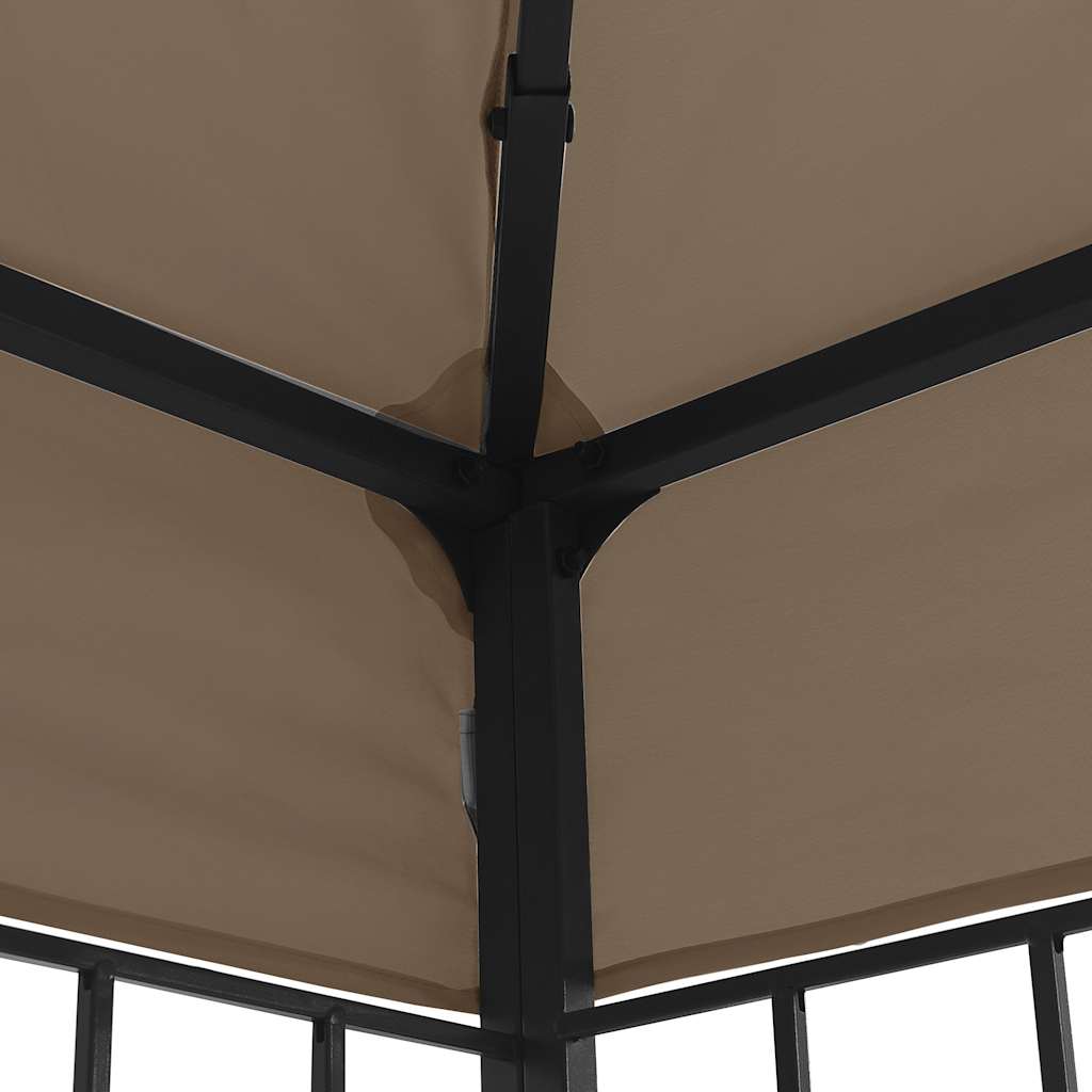 pavillon med LED-lyskæder 3x3 m gråbrun