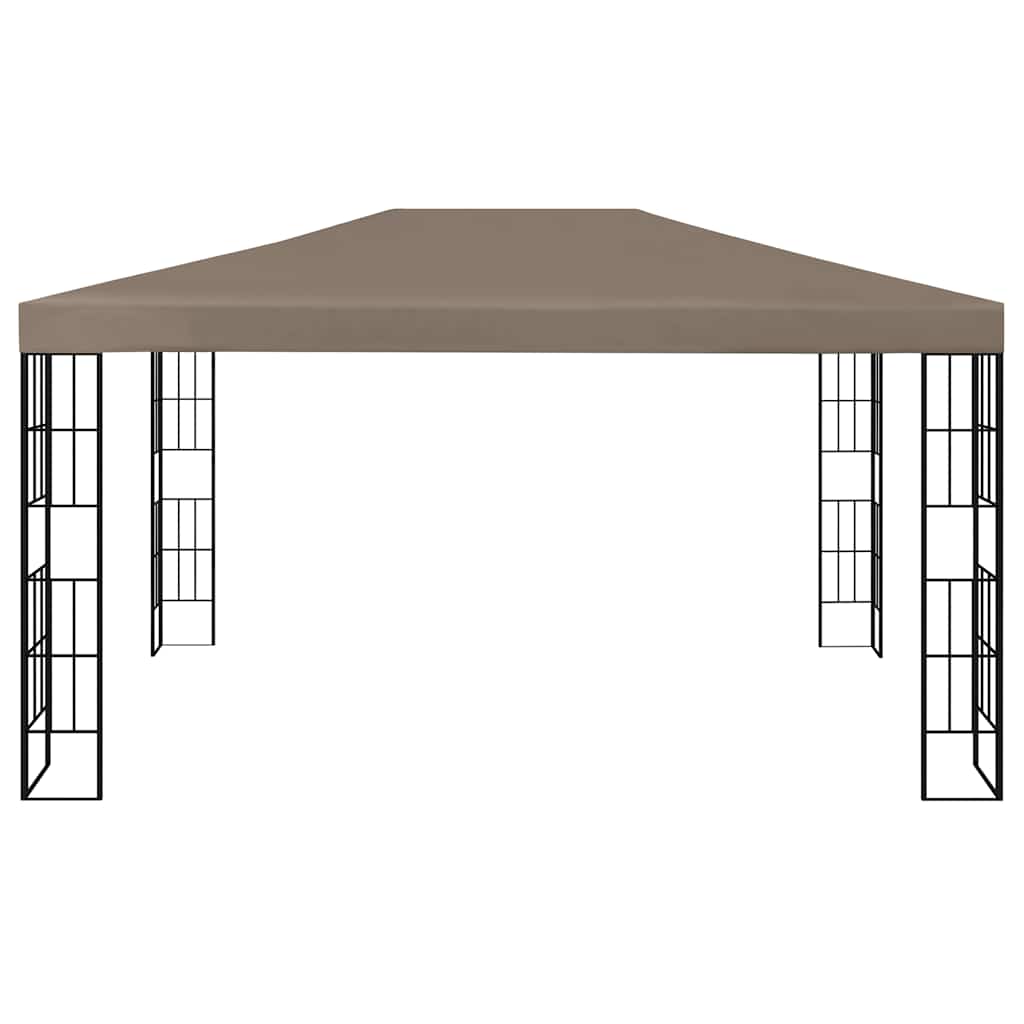 pavillon med LED-lyskæder 4x3 m gråbrun