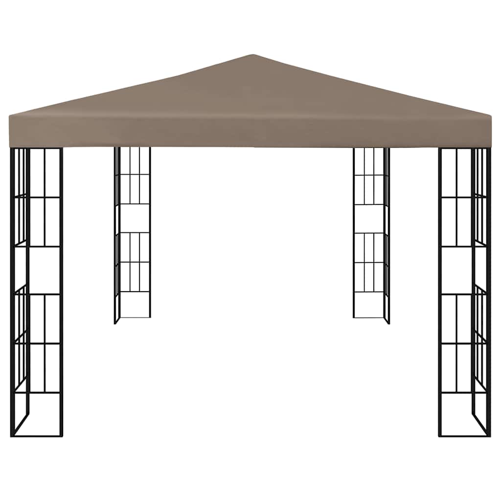 pavillon med LED-lyskæder 4x3 m gråbrun