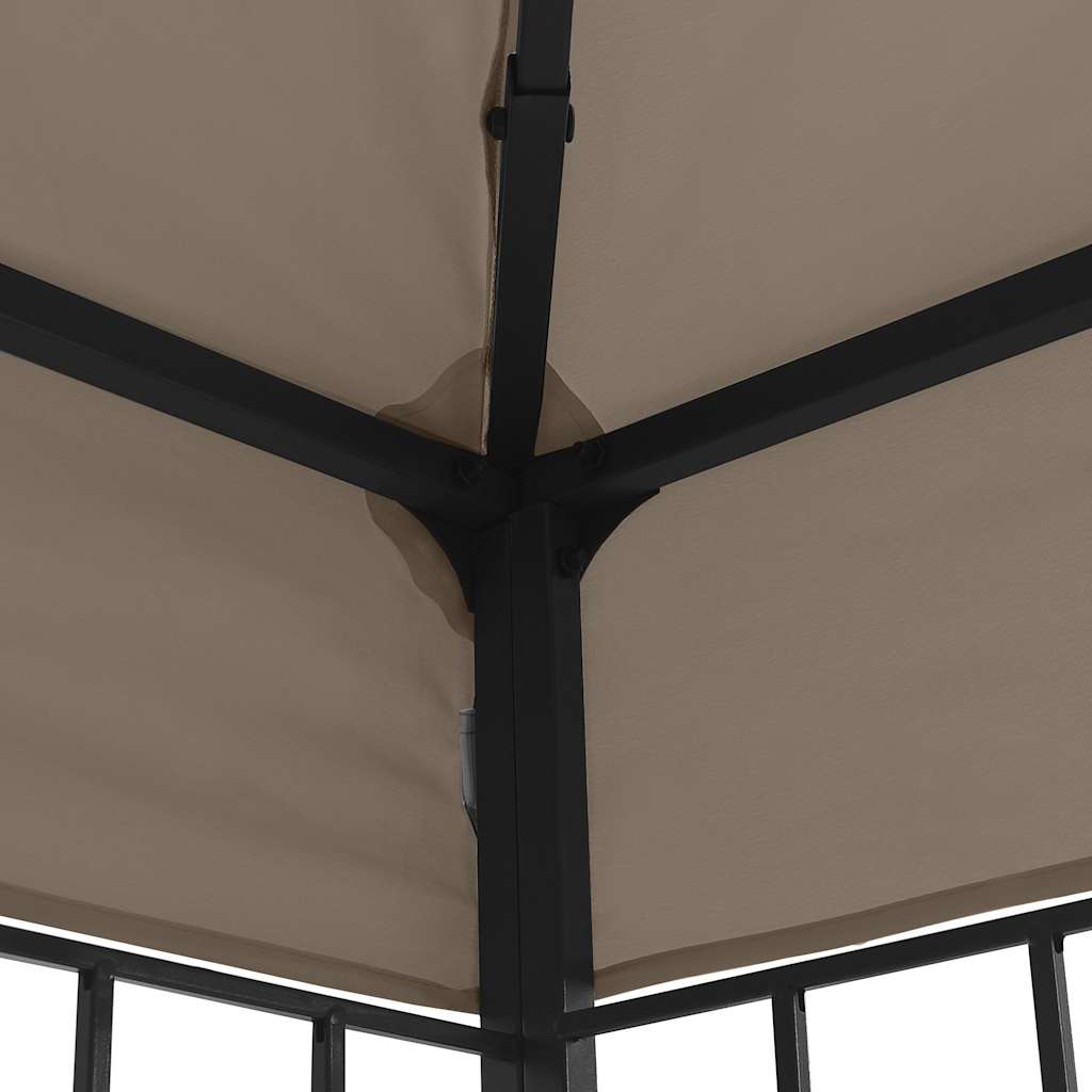 pavillon med LED-lyskæder 4x3 m gråbrun