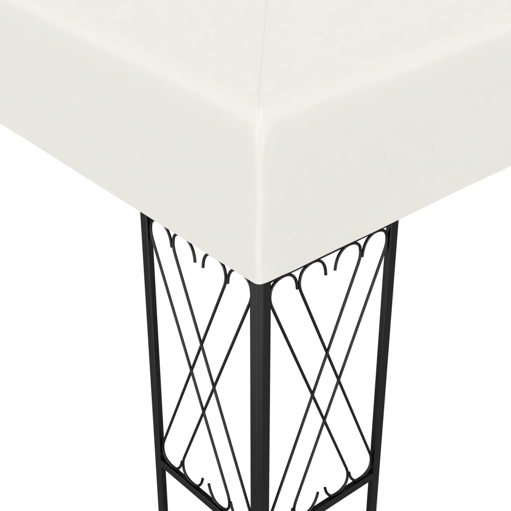 pavillon med LED-lyskæder 3x4 m stof cremefarvet