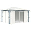 pavillon med gardin + LED-lyskæder 400x300 cm aluminium creme