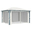 pavillon med gardin + LED-lyskæder 400x300 cm aluminium creme