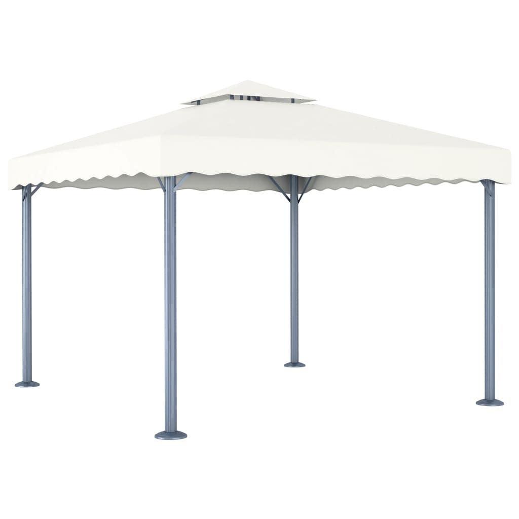 pavillon med LED-lyskæder 300x300 aluminium cremefarvet