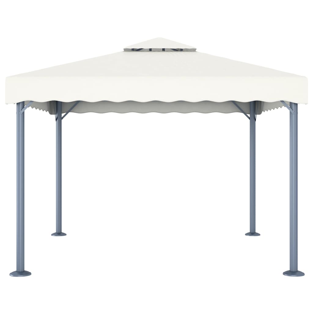 pavillon med LED-lyskæder 300x300 aluminium cremefarvet