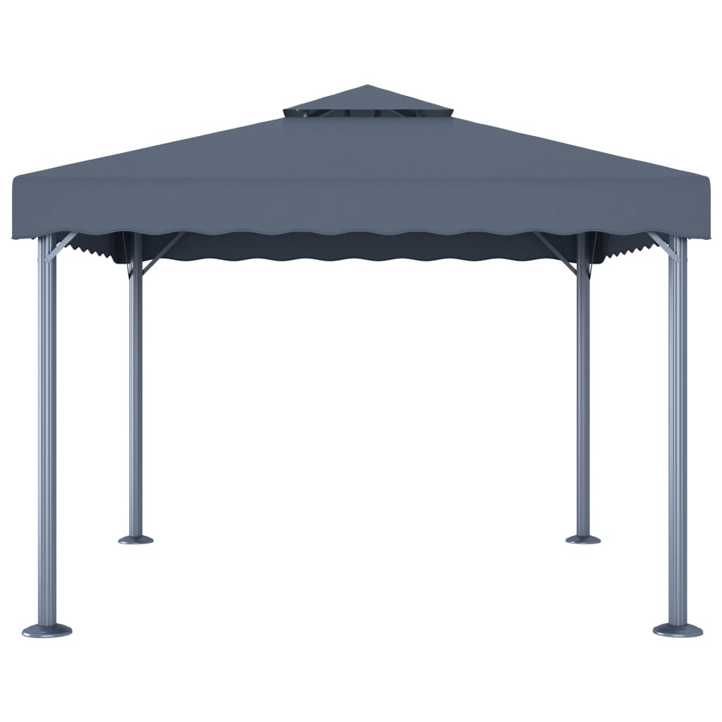 pavillon med LED-lyskæder 300x300 cm aluminium antracitgrå