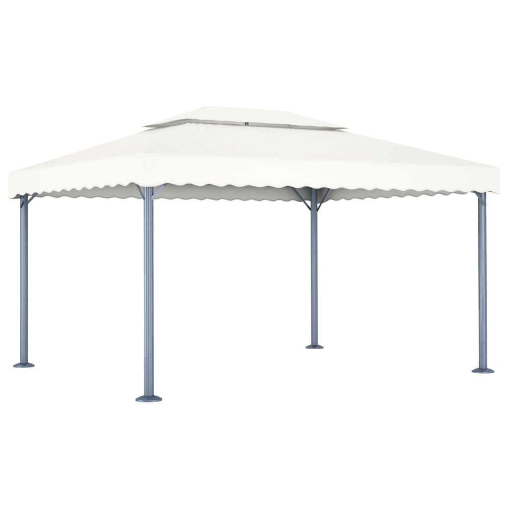 pavillon med LED-lyskæder 400x300 cm aluminium cremefarvet