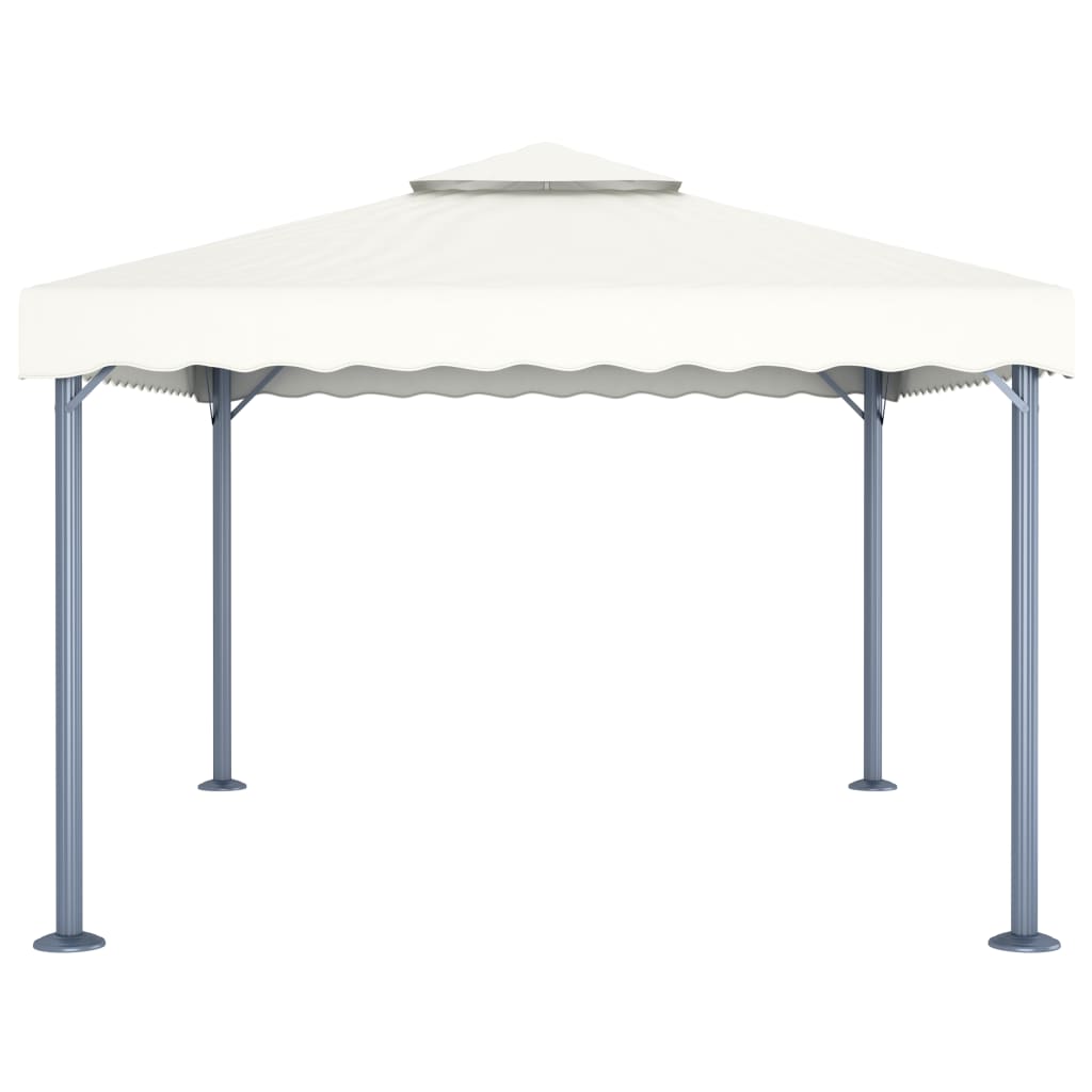pavillon med LED-lyskæder 400x300 cm aluminium cremefarvet