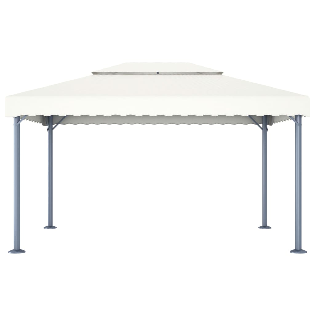 pavillon med LED-lyskæder 400x300 cm aluminium cremefarvet
