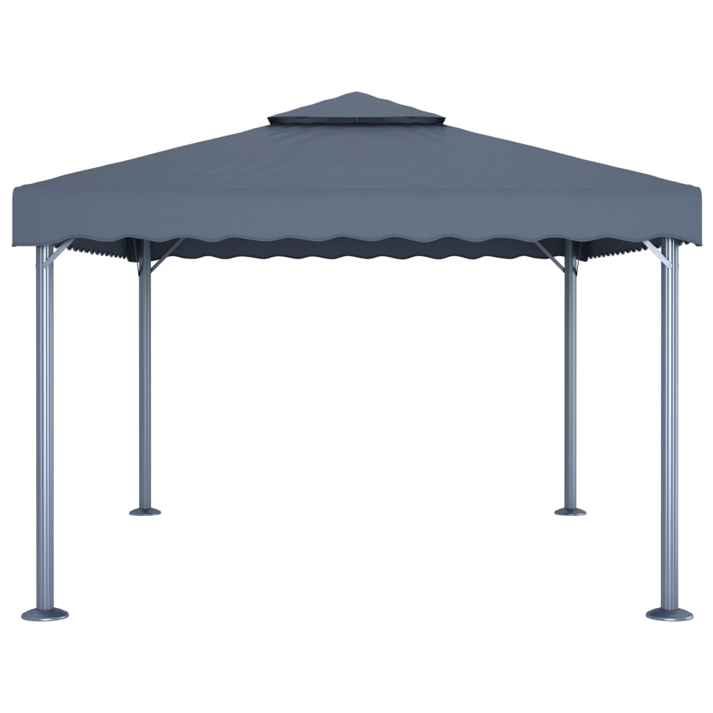 pavillon med LED-lyskæder 400x300 cm aluminium antracitgrå
