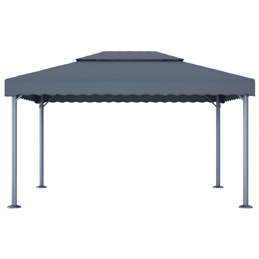 pavillon med LED-lyskæder 400x300 cm aluminium antracitgrå