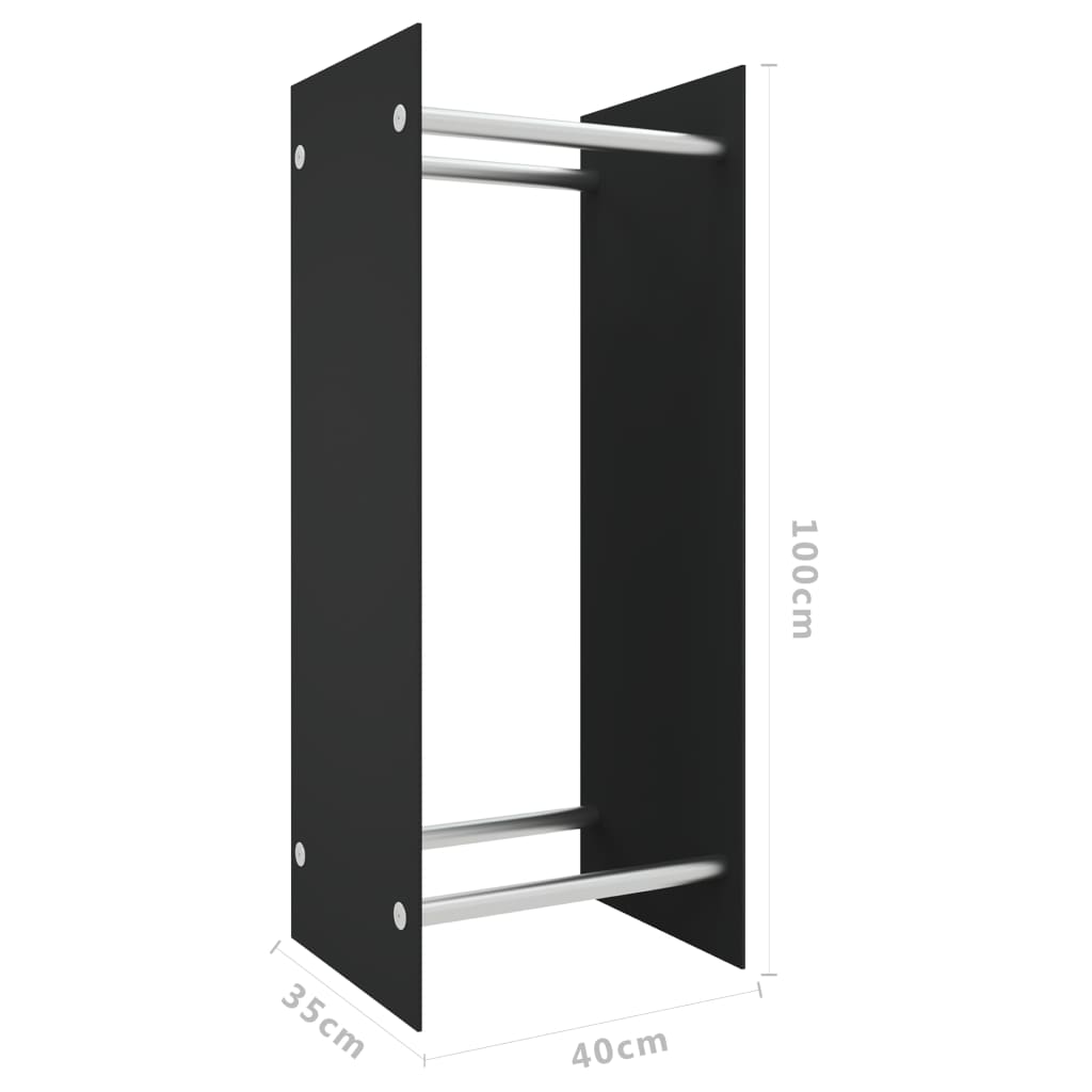 brændestativ 40x35x100 cm hærdet glas sort