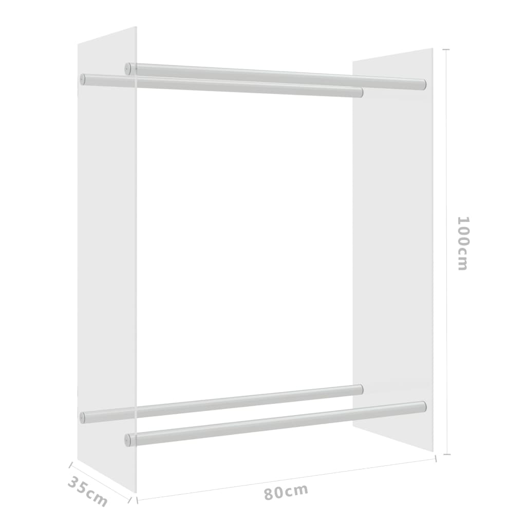 brændestativ 80x35x100 cm hærdet glas transparent