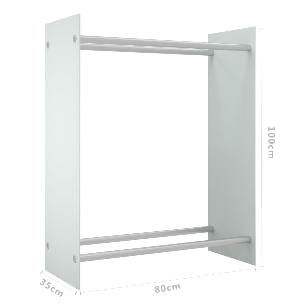 brændestativ 80x35x100 cm hærdet glas hvid