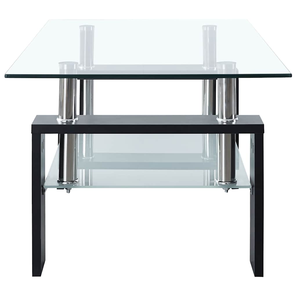 sofabord 95x55x40 cm hærdet glas sort og transparent