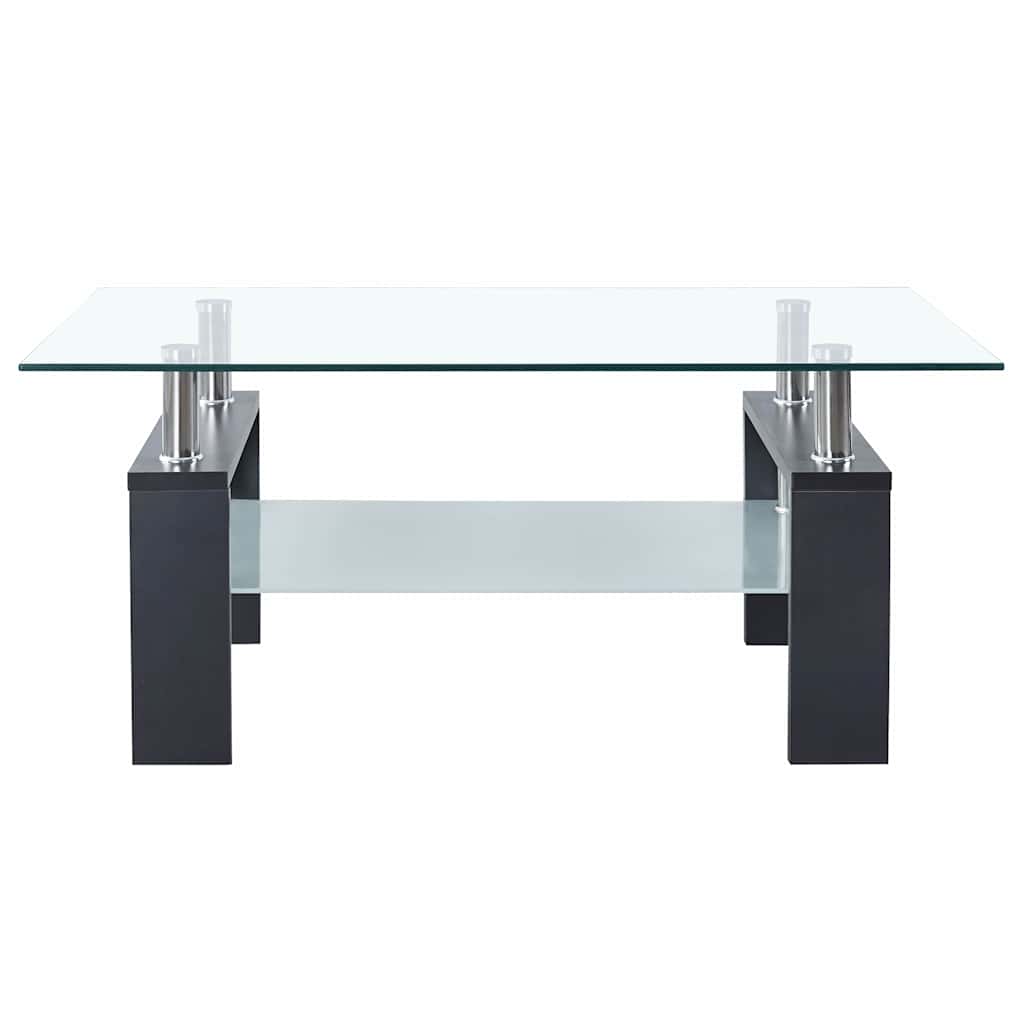 sofabord 95x55x40 cm hærdet glas grå og transparent