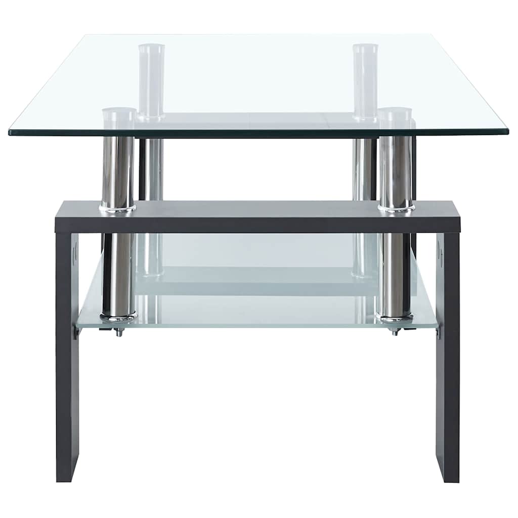 sofabord 95x55x40 cm hærdet glas grå og transparent