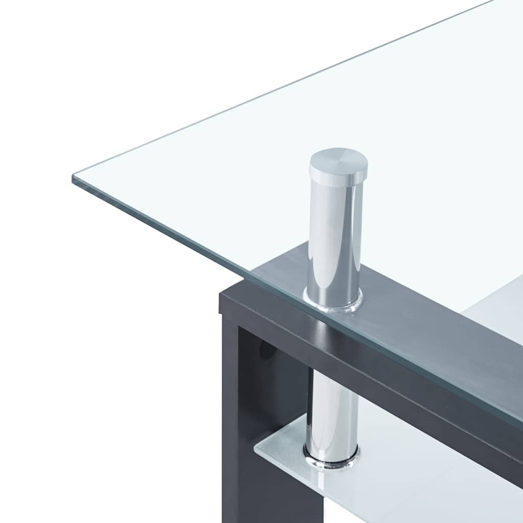 sofabord 95x55x40 cm hærdet glas grå og transparent
