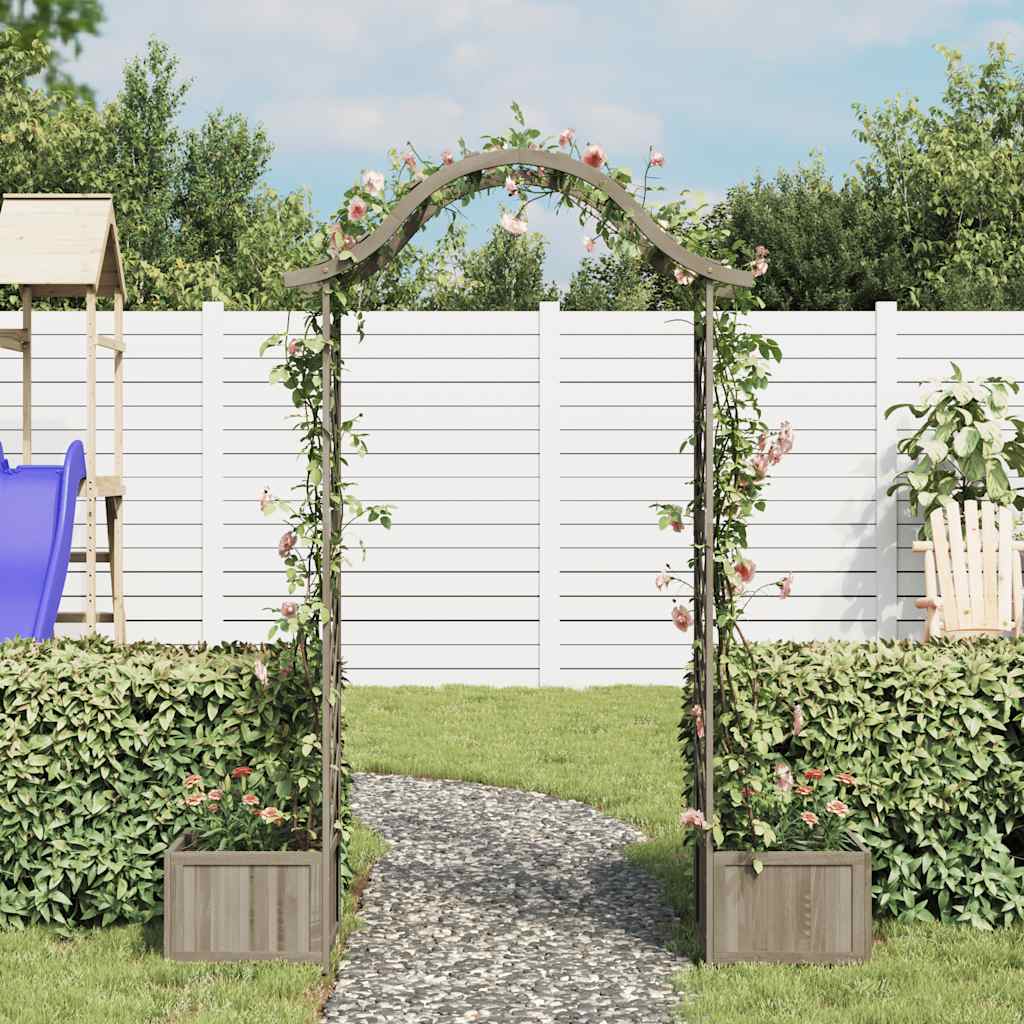 havepergola med plantekasse massivt fyrretræ grå