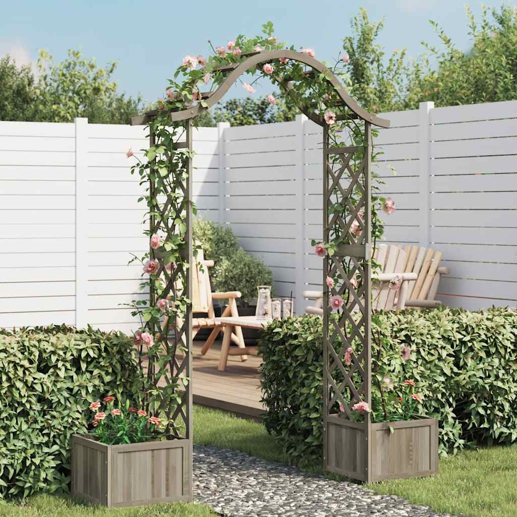havepergola med plantekasse massivt fyrretræ grå