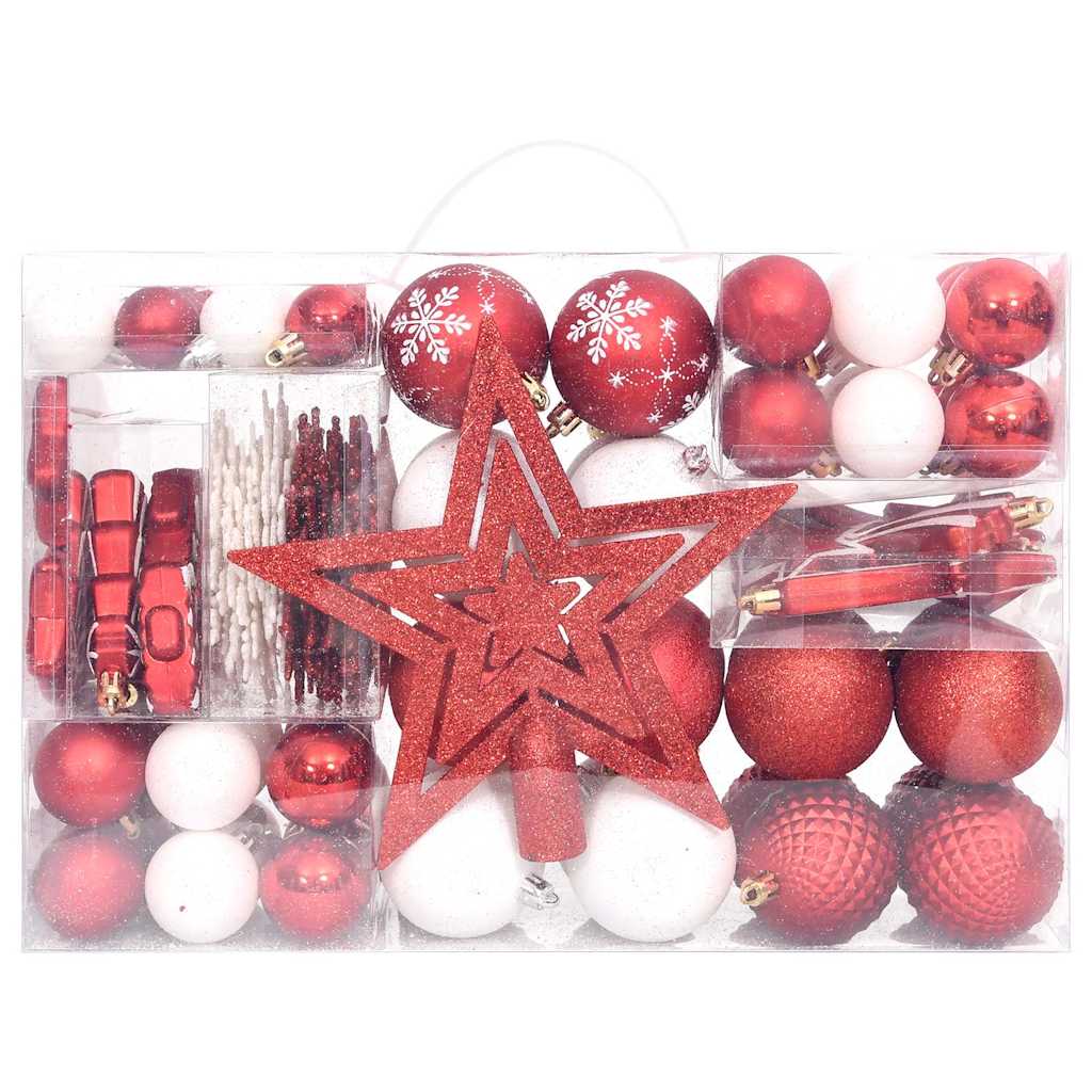 julekugler 108 dele rød og hvid