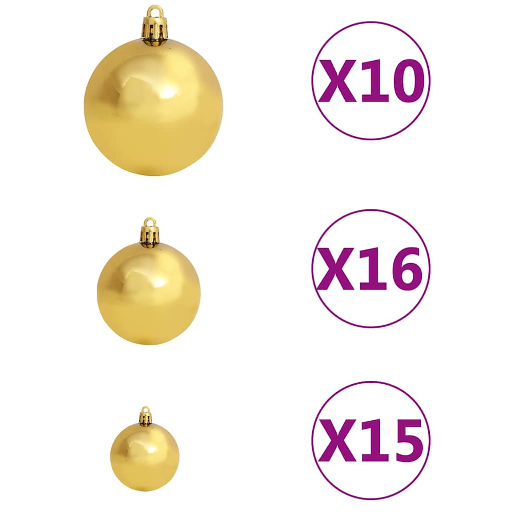 julekuglesæt 120 dele med spir 300 LED'er guld- og bronzefarvet