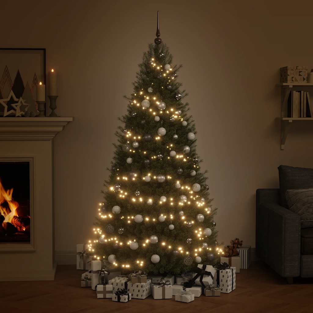 julekuglesæt 120 dele med topspir 300 LED'er hvid og grå