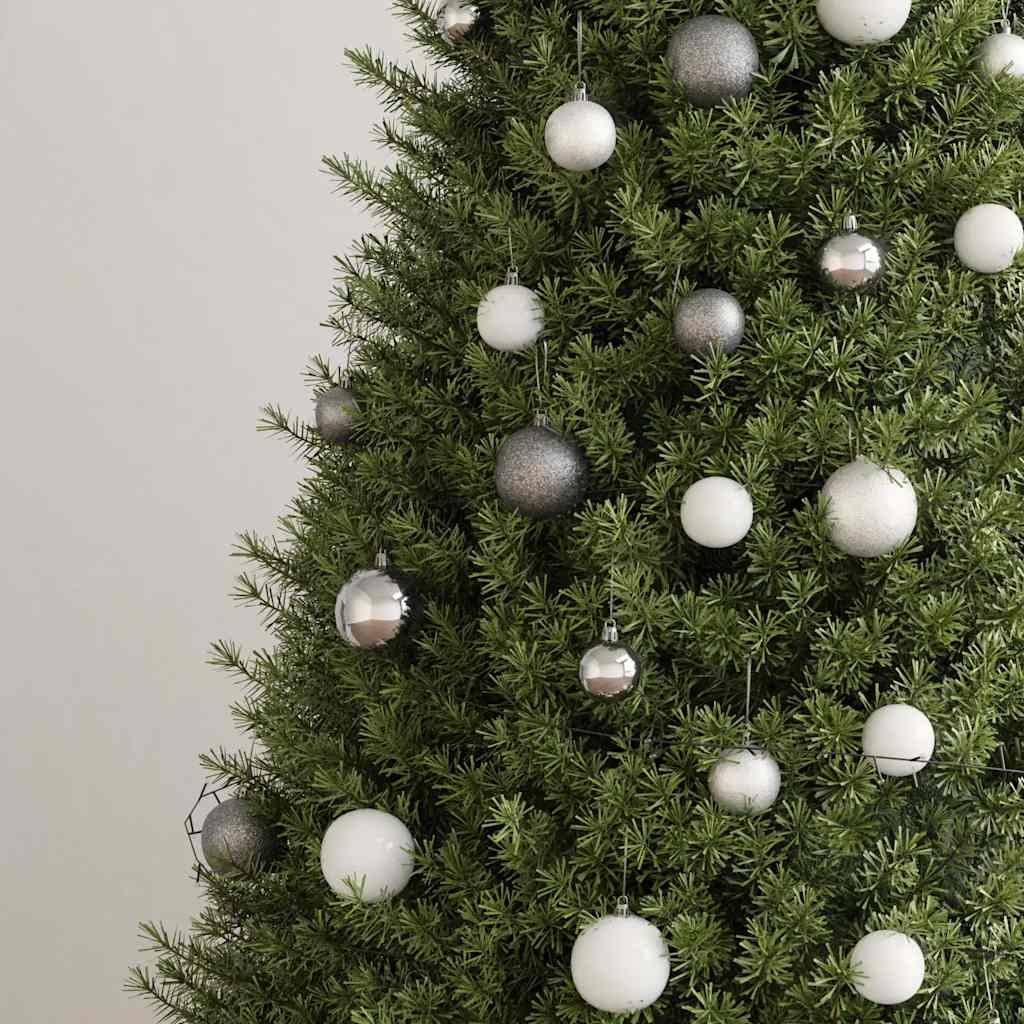 julekuglesæt 120 dele med topspir 300 LED'er hvid og grå