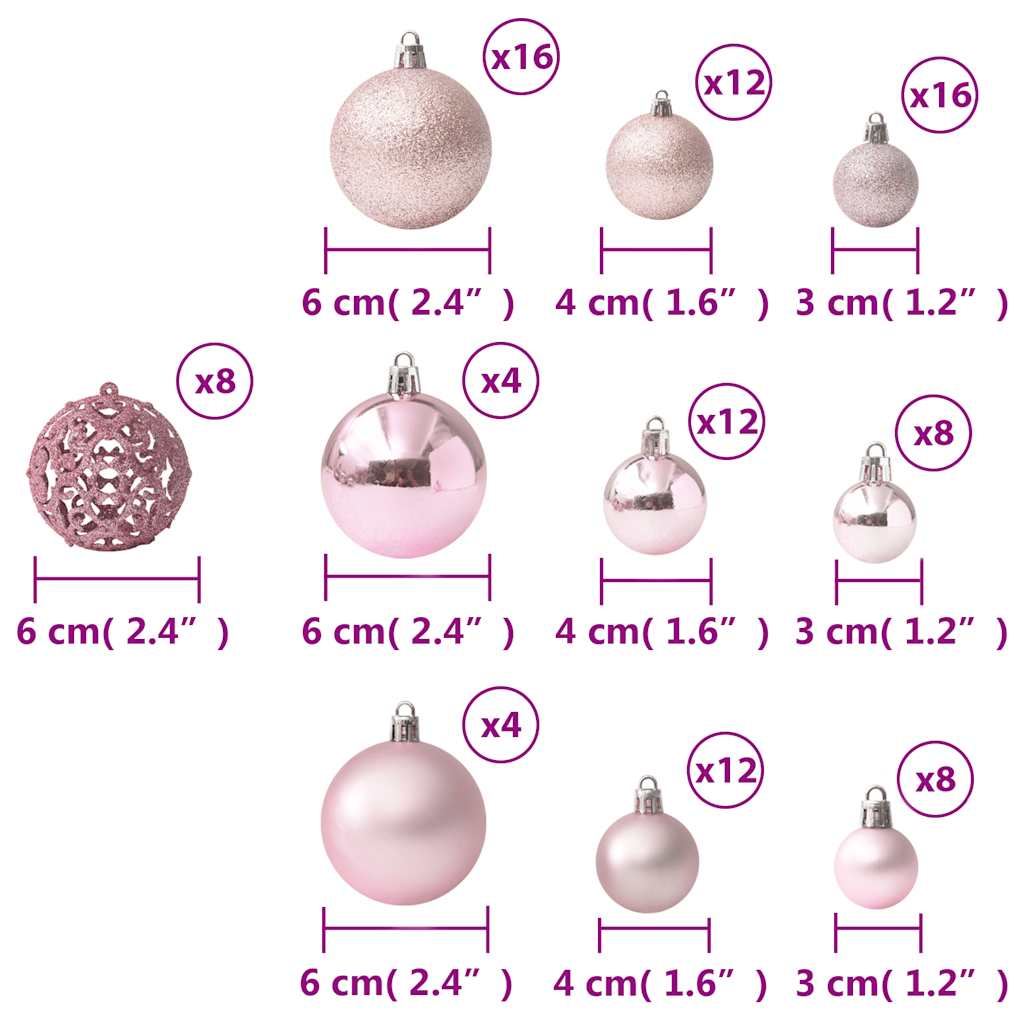 julekuglesæt 100 stk. pink