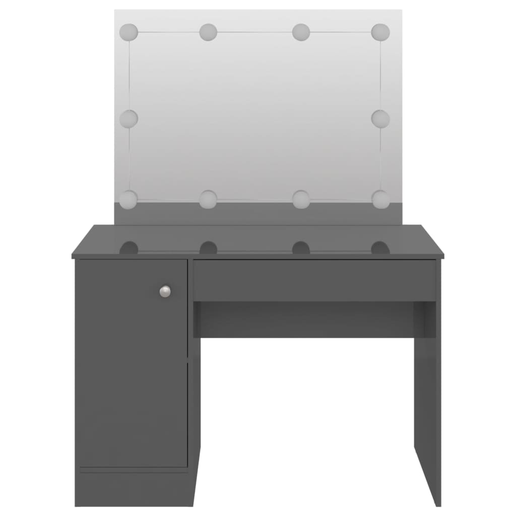 makeupbord med LED-lys 110x55x145 cm MDF blank grå