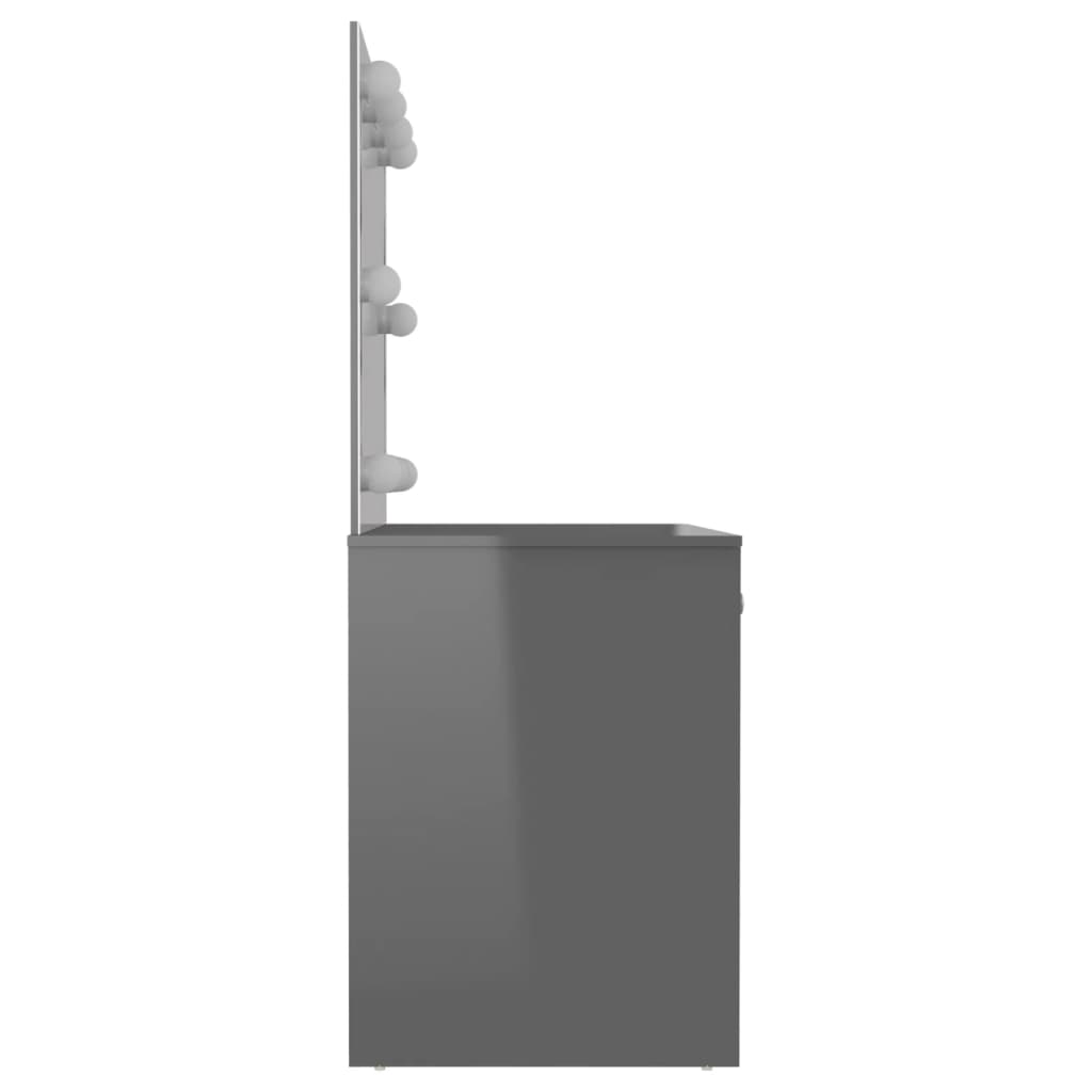 makeupbord med LED-lys 110x55x145 cm MDF blank grå